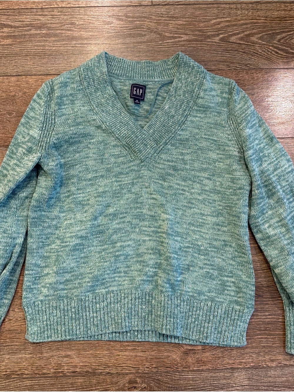 GAP Women's Seafoam Marled V-Neck Sweater
